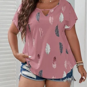 Blusa con estampado de pluma